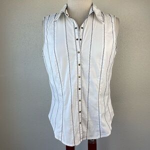 Josephine Chaus Sleeveless Snap Down Shirt Size 10 EUC